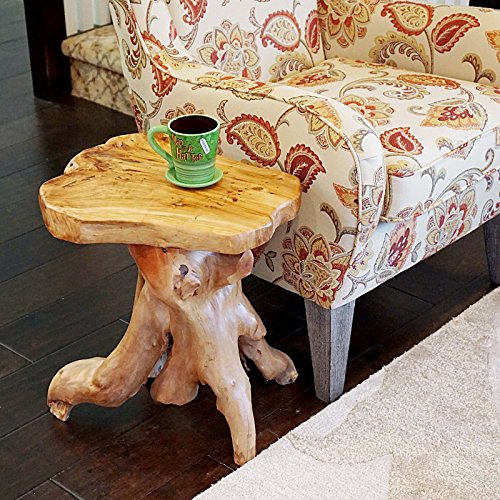 Welland Cedar Root Wood Log Side Table, End Table, Rustic Primitive Natural Live Edge #TOP6