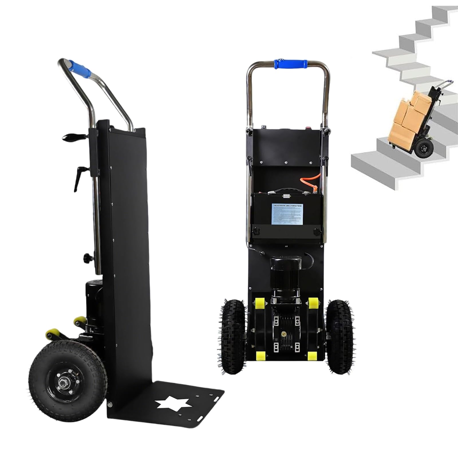 UYSELA Electric Wheelbarrow, 1200W Electric Stair Climbing Cart, Portable Electric Stair Climbing Trolley for Logistics Distribution Warehouse