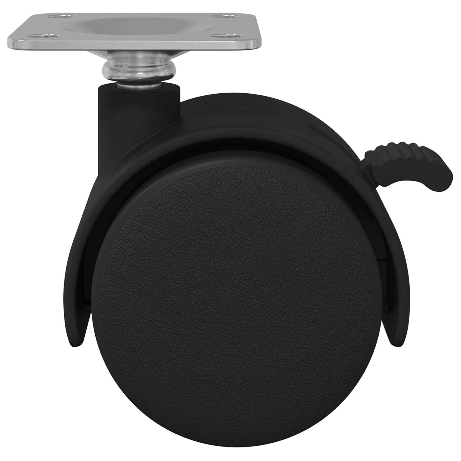 12 ruedas giratorias negras 39,5 x 39,5 x 37,8 mm de hierro y polipropileno, no dañan el suelo, silenciosas, giratorias, para muebles, carros de taller, palés y carros de transporte