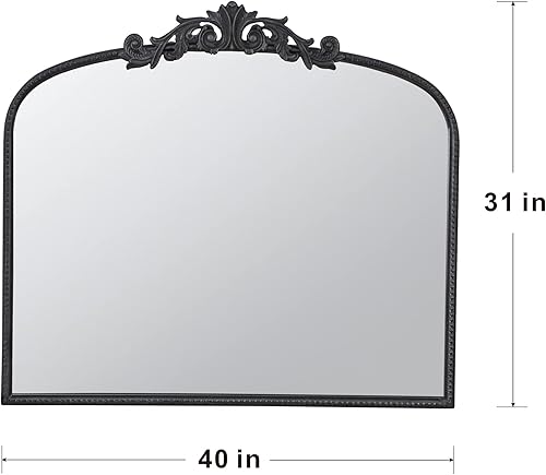 Miniatura 6 de A&B Home Espejo de arco negro - Espejo de pared con marco de metal, espejo arqueado grande de 40 x 31 pulgadas para baño, dormitorio, sala de estar