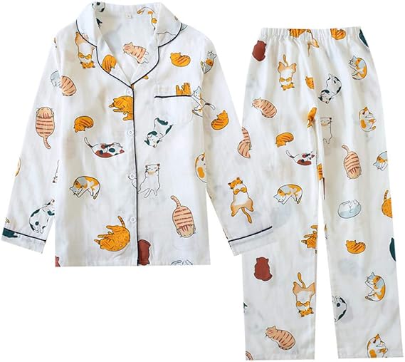 Amazon レディース ルームウェア 二重ガーゼ パジャマ 綿100 長袖 可愛い 猫柄 春夏秋 上下セット 部屋着 柔らかい 通気性 寝間着 ナイトウエア ガールズ おしゃれ ホワイト M Xl パジャマ ルームウェアセット 通販 Amazon レディース ルームウェア 二重ガーゼ パジャマ 綿100 長袖 可愛い 猫柄 春夏秋 上下セット 部屋着 柔らかい 通気性 寝間着 ナイトウエア ガールズ おしゃれ ホワイト M Xl パジャマ ルームウェアセット 通販