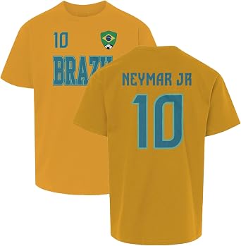 Brazil Neymar Jr 10 Soccer Inspired Jersey Style Youth Unisex T-Shirt