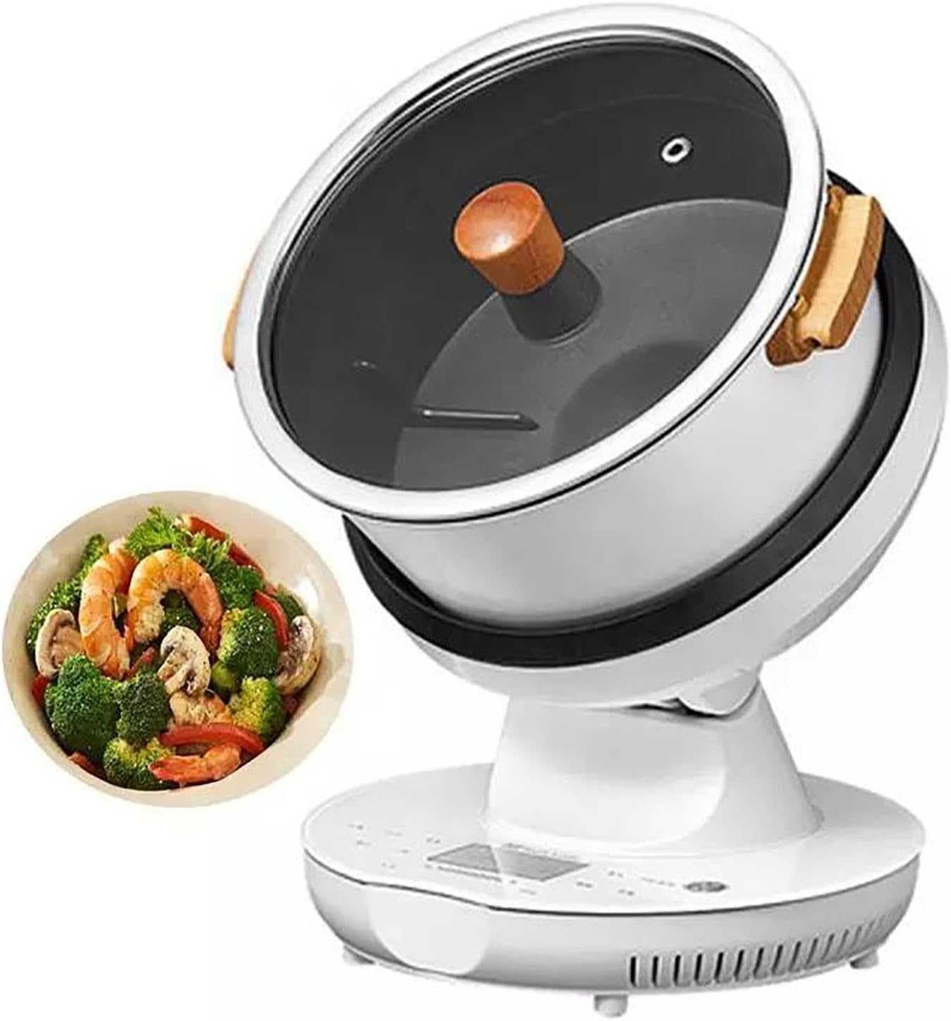 Food Processor 6L Intelligent Automatic Cooking Machine with 360° Rotating and 3D All-Round Heating - Perfect for Home Restaurant - 3 Gears Firepower,