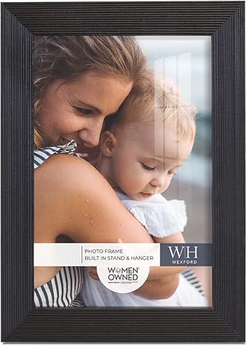 Miniatura 2 de Renditions Gallery Marco de fotos de 5 x 7 pulgadas, diseño de madera de estilo moderno y vidrio de alta definición, listo para pared y mesa, marco