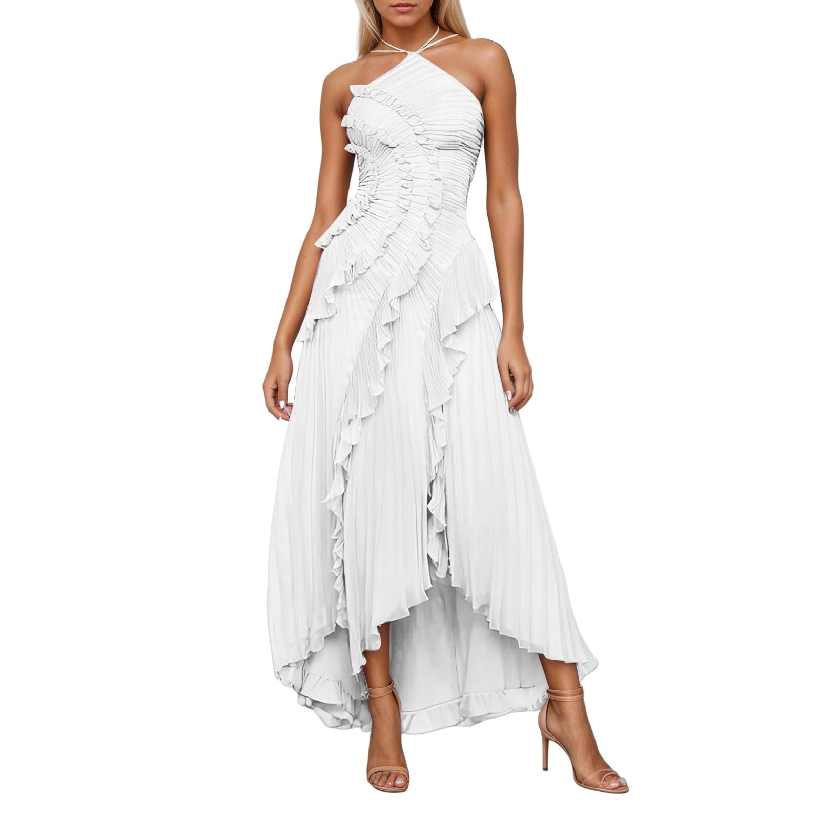 Genérico - Vestido para mujer, verano, bohemio, largo, floral, sexy, boda, fiesta, cóctel, vacaciones, estampado elegante, informal, elegante Midi corta playa, A40