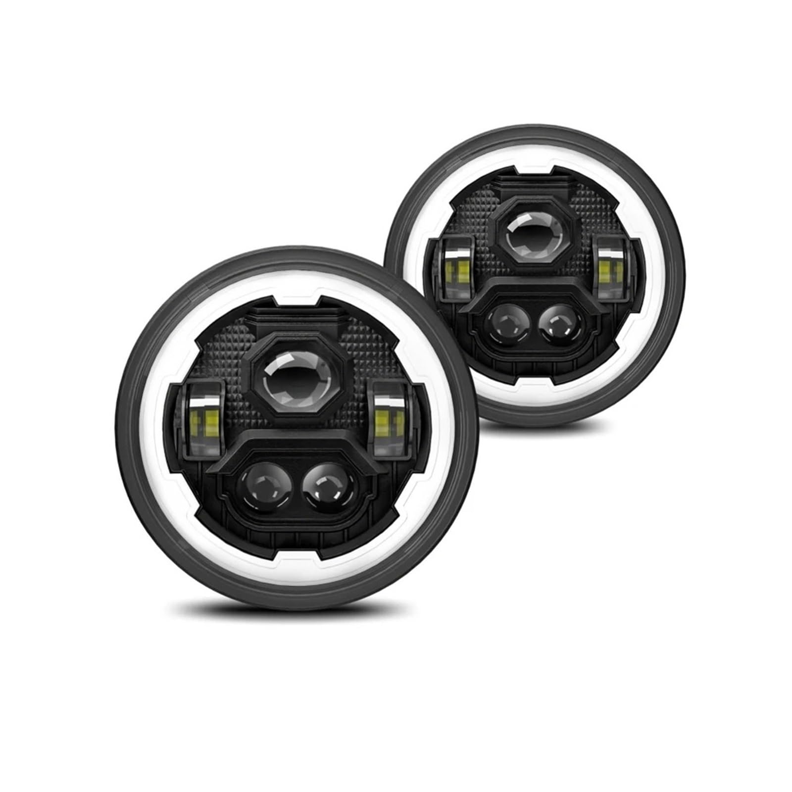 Per Auto Moto Impermeabile IP67 Confezione Da 2 Fari LED 7 Pollici Rotondi Con Fascio Hi/Lo DRL E Indicatori Di Direzione Ambra Fanale Anteriore Moto(2pcs)