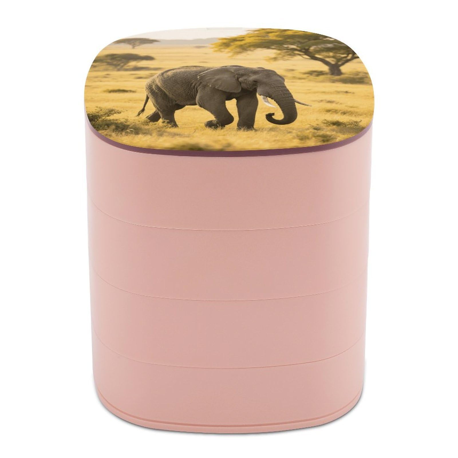 VstaDank Elephant Jewelry Case Women Portable Travel Jewelry Box Rotating Jewelry Organizer with Mirror Multi-Layer Necklace Ring Earring Storage Box for Bracelets Rings