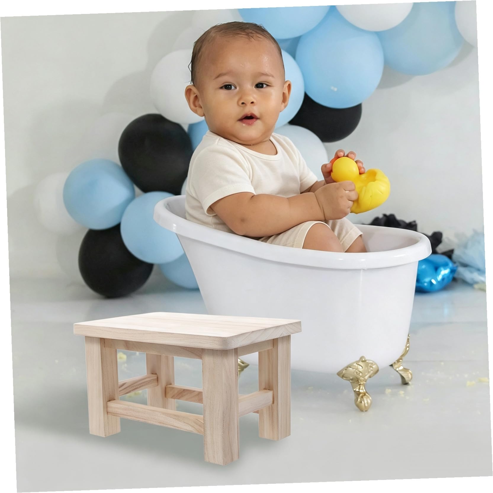 Taburete Pequeño de Madera Maciza para Niños, Cambiador de Zapatos