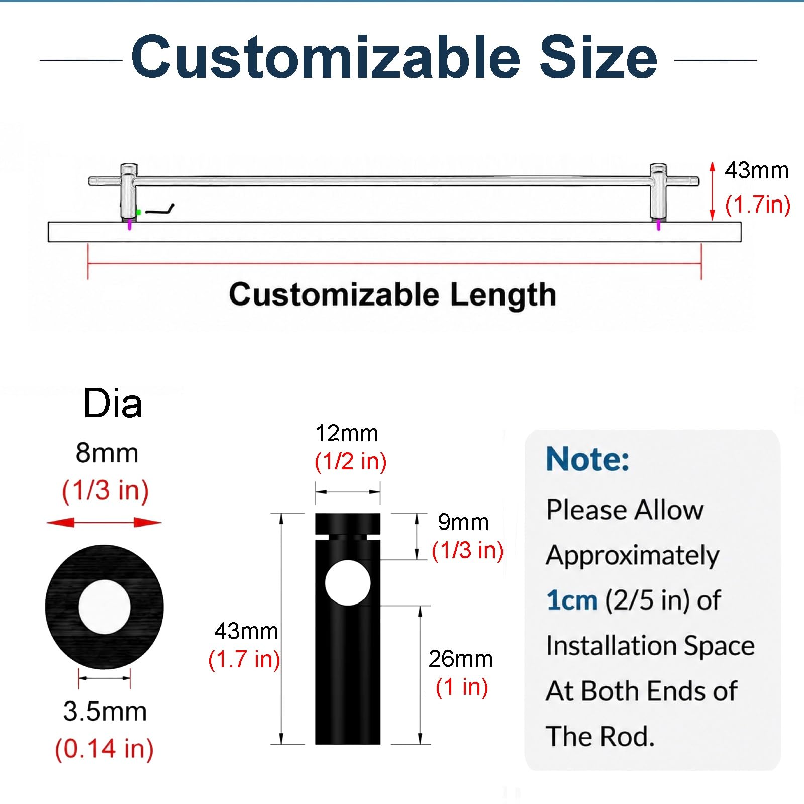 Barandilla para Estantes Barra De Barandilla Dorada Para Muebles De Cocina O Baño, Barandilla Metálica De Seguridad Anticaída Para Estantes Flotantes O Expositores(2 Pcs,Long 40in/102cm)