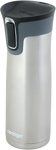 Miniatura 193 de Contigo Autoseal West Loop - Taza de viaje de acero inoxidable con aislamiento de vacío (16 oz, acero inoxidable/azul Mónaco, 2 unidades)