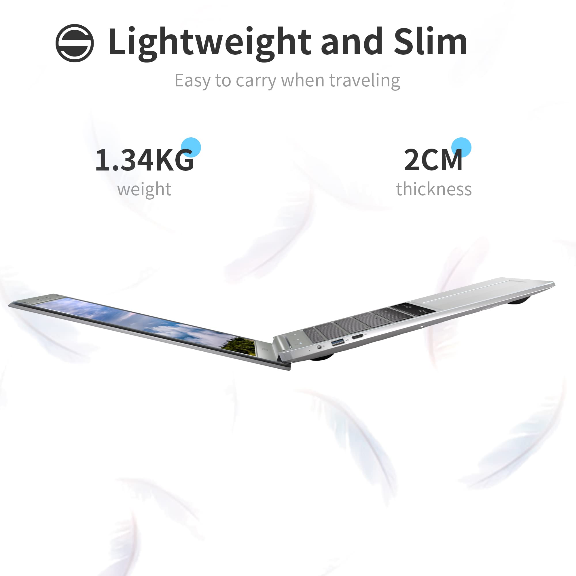 SGIN 15 Pollici PC Portatile Windows 11 Home, 4GB RAM 128GB SSD ROM PC portatile (TF 512 GB), Celeron, HD IPS, USB 3.0, WiFi Dual Bande, Bluetooth 4.2