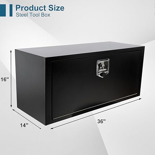 Miniatura 51 de Caja de acero para camión, 30 x 18 x 18 pulgadas, caja de acero resistente para remolque, caja de herramientas para camión, organizador