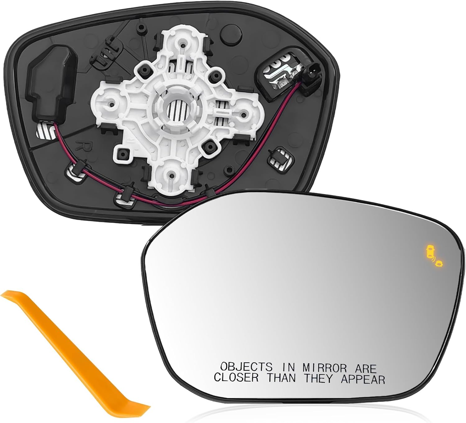 Passenger Side Mirror Glass Compatible with 2022-2025 Honda Civic, Heated w/Blind Spot Detection, with Backing Plate, Replacement for 76203-T20-A21 Power Door Mirror