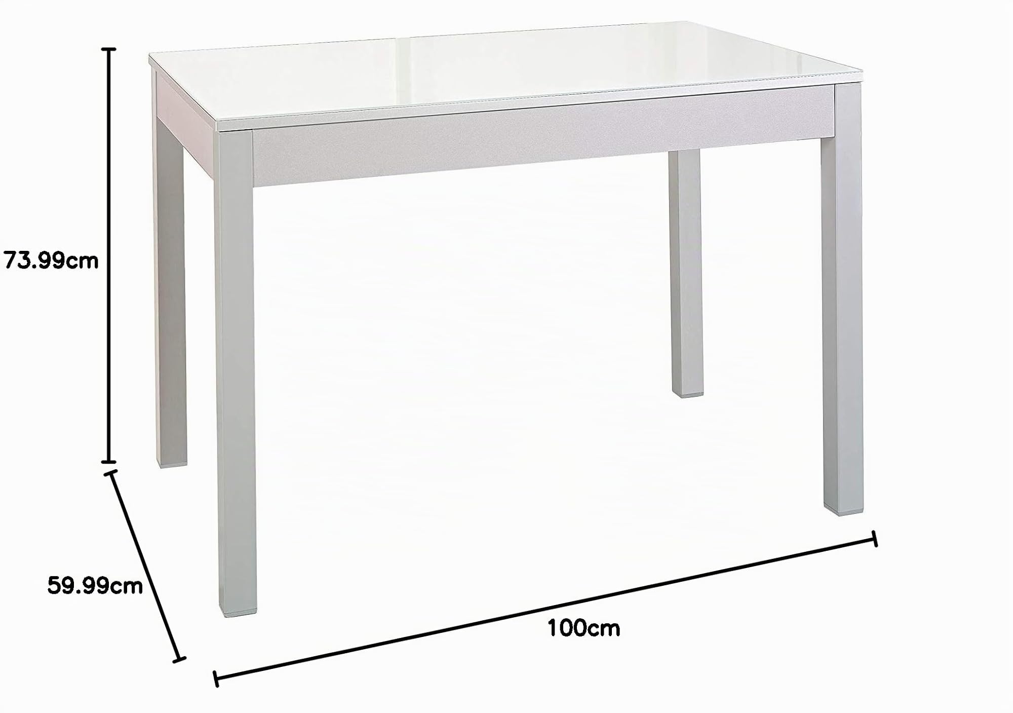 ASTIMESA Mesa de Cocina, Metal, Blanco, 100x60cm-extendida 150x60 cms