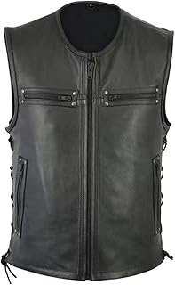 YANFJHV Chaleco de color sólido para hombres motocicleta flota punk chaleco abrigo chaleco espuma traje