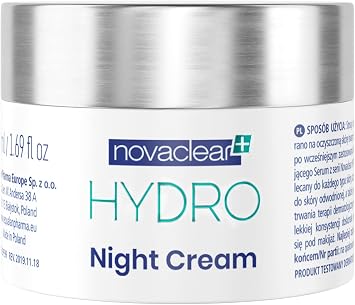 Novaclear Hydro Night Cream   Lightweight Gel Moisturizer with Hyaluronic Acid, Vitamin E & Antioxidants   Deep Hydration & Skin Renewal Cream 50 ML