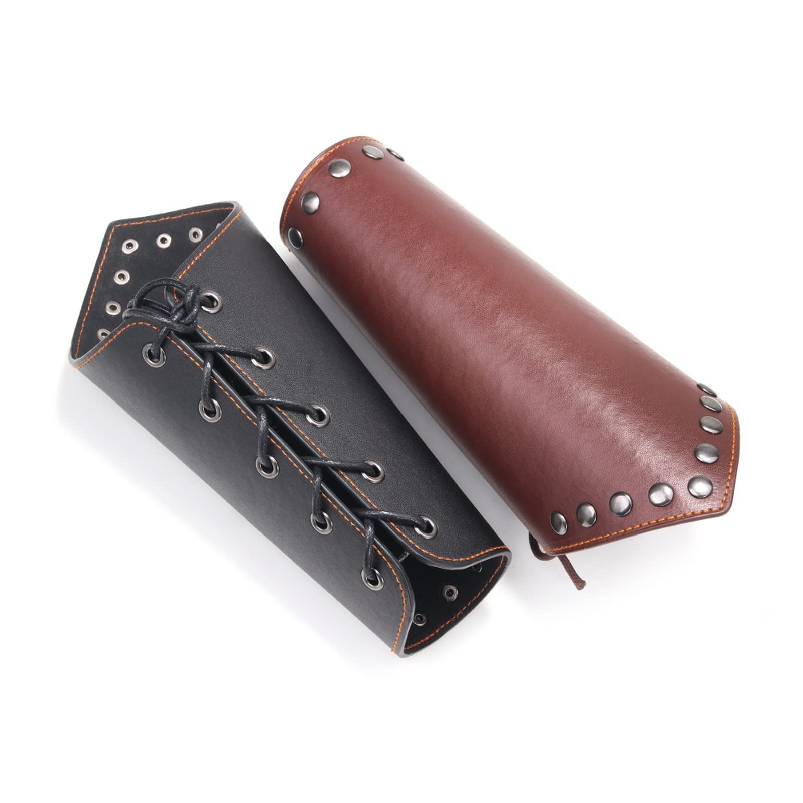 2 Pcs Faux Leather Armband Viking Wrist Strap Medieval Archery Bracelets Vintage Cowhide Cuff Personalized Bracelets for Men - 2