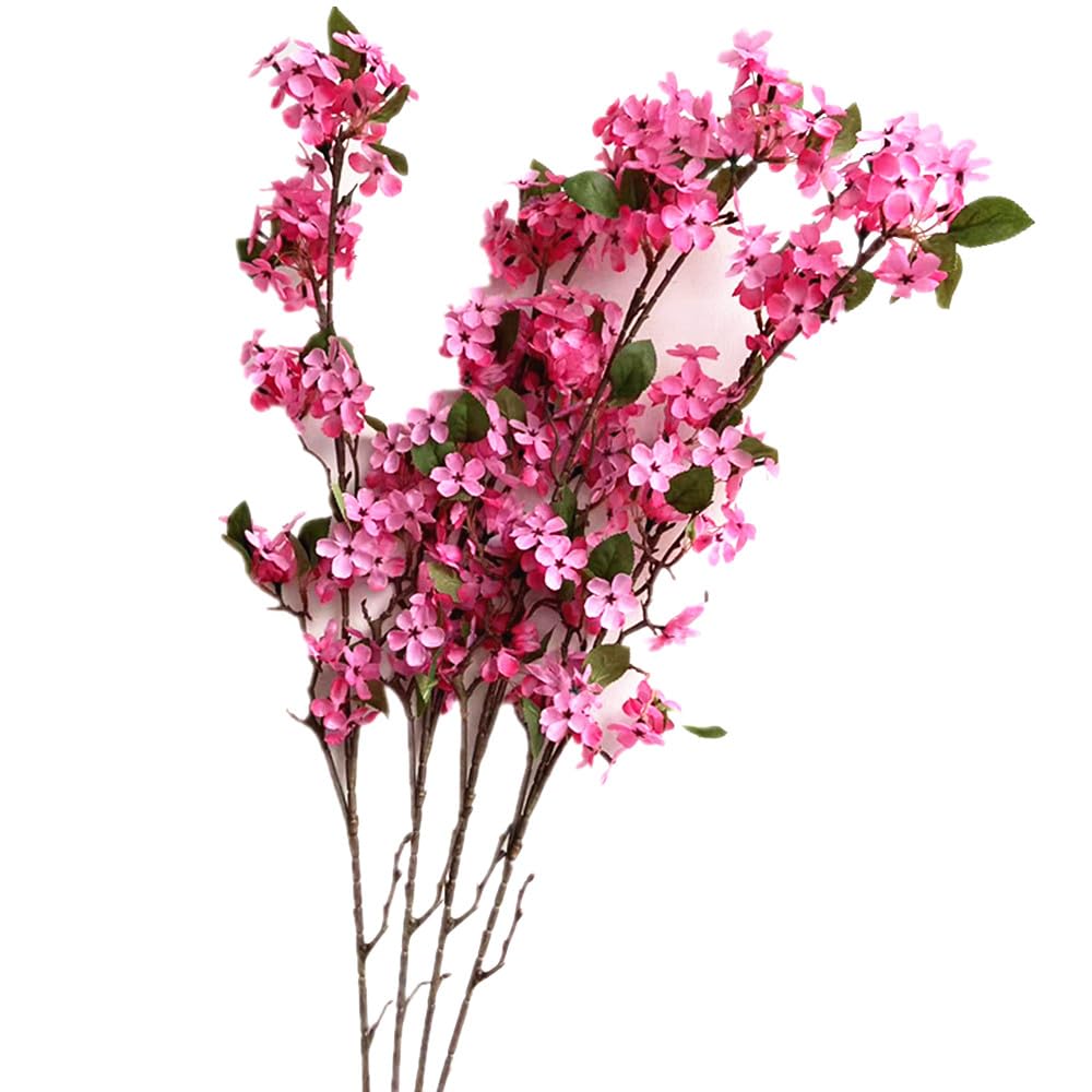 forestmistry 4pcs Artificial Begonia Flower Branch 97CM Long Silk Malus Spectabilis Blossom Stem for Wedding Centerpieces Office Home Table Floral Decoration (Pink)
