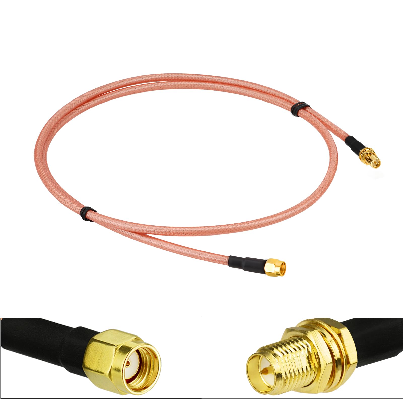 Bingfu Cavo coassiale da 1 m RP-SMA femmina a RP-SMA maschio RG400 cavo coassiale per router WiFi Telecamera IP di sicurezza Mini PCI Express PCIE Adattatore per scheda di rete wireless