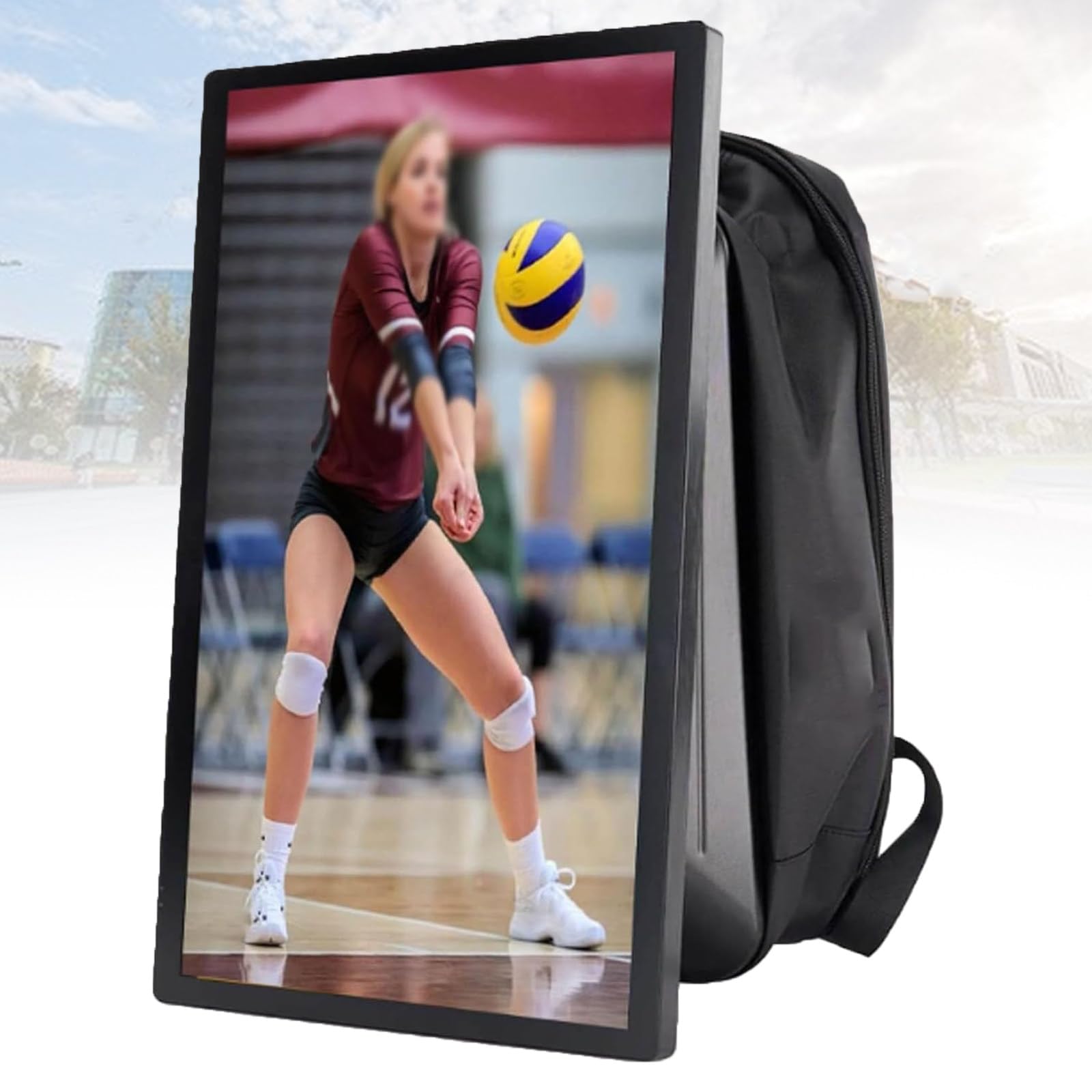 Atwynd Auto ADs Playback 21.5-inch LCD Advertising Backpack, Digital Billboard with USB/App/CMS Input, 400 nits Brightness Backpack Display, Walking Advertising Programs USB