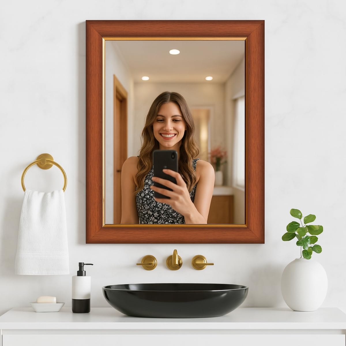 The Deqor Wall Mirror for Bathroom |Decorative Mirror| Frame Wall Mount Mirror| Washbasin Mirror| Mirror for Room| Looking Mirror Glass| Mirror for Bedroom| Rectangle Mirror|18 * 24 Inch (FM1824A4)-image-23