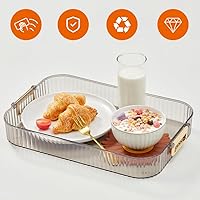 Vista 4 de TiLeMium - Bandeja de plástico para servir alimentos con asa, para fiestas, entretenimiento, rectangular, para frutas, aperitivos, galletas, cocina