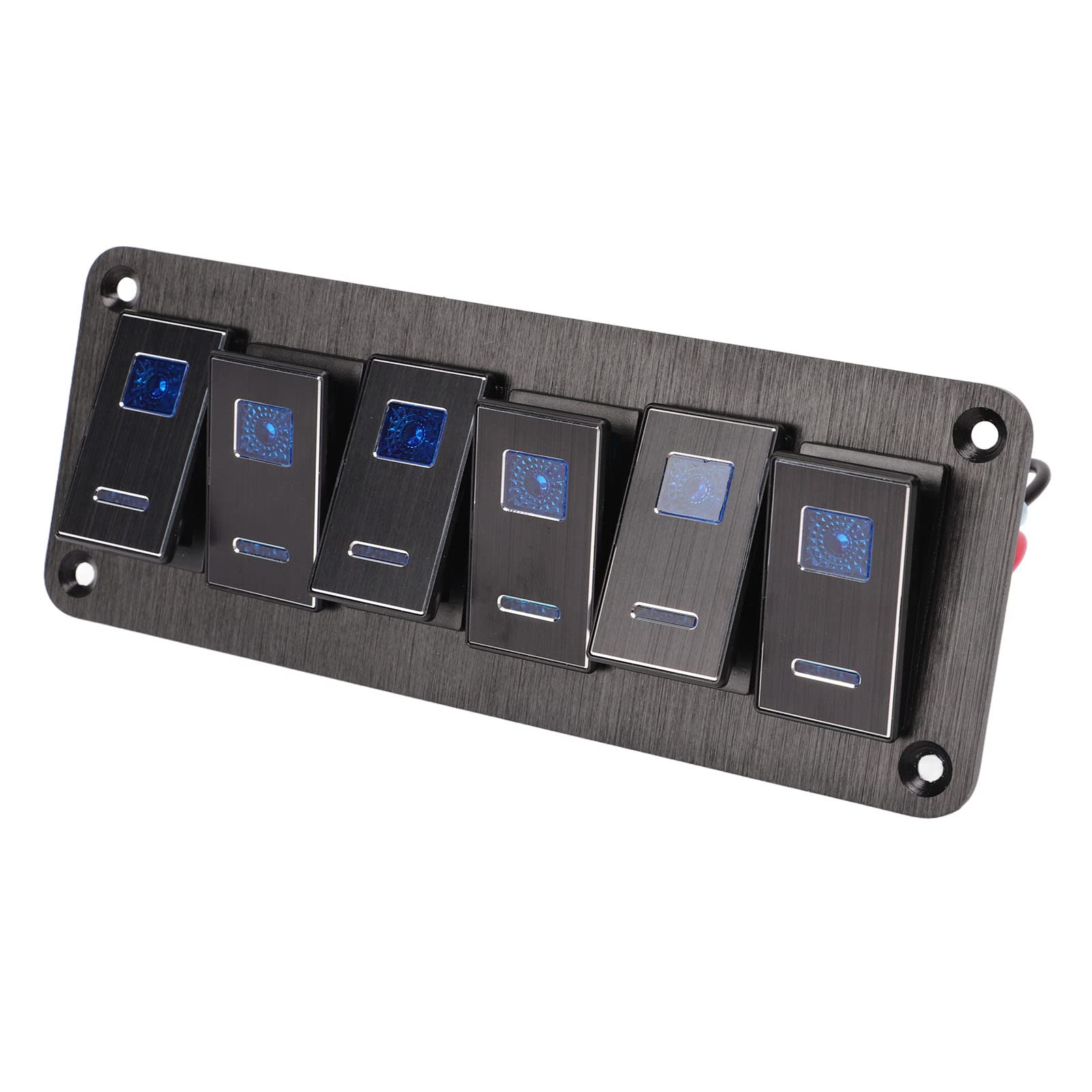 Generic Panel de Interruptor Basculante de 6 Bandas Impermeable Azul Retroiluminado para Automóviles Camiones RVs Barcos y UTV Aleación de Aluminio 30A