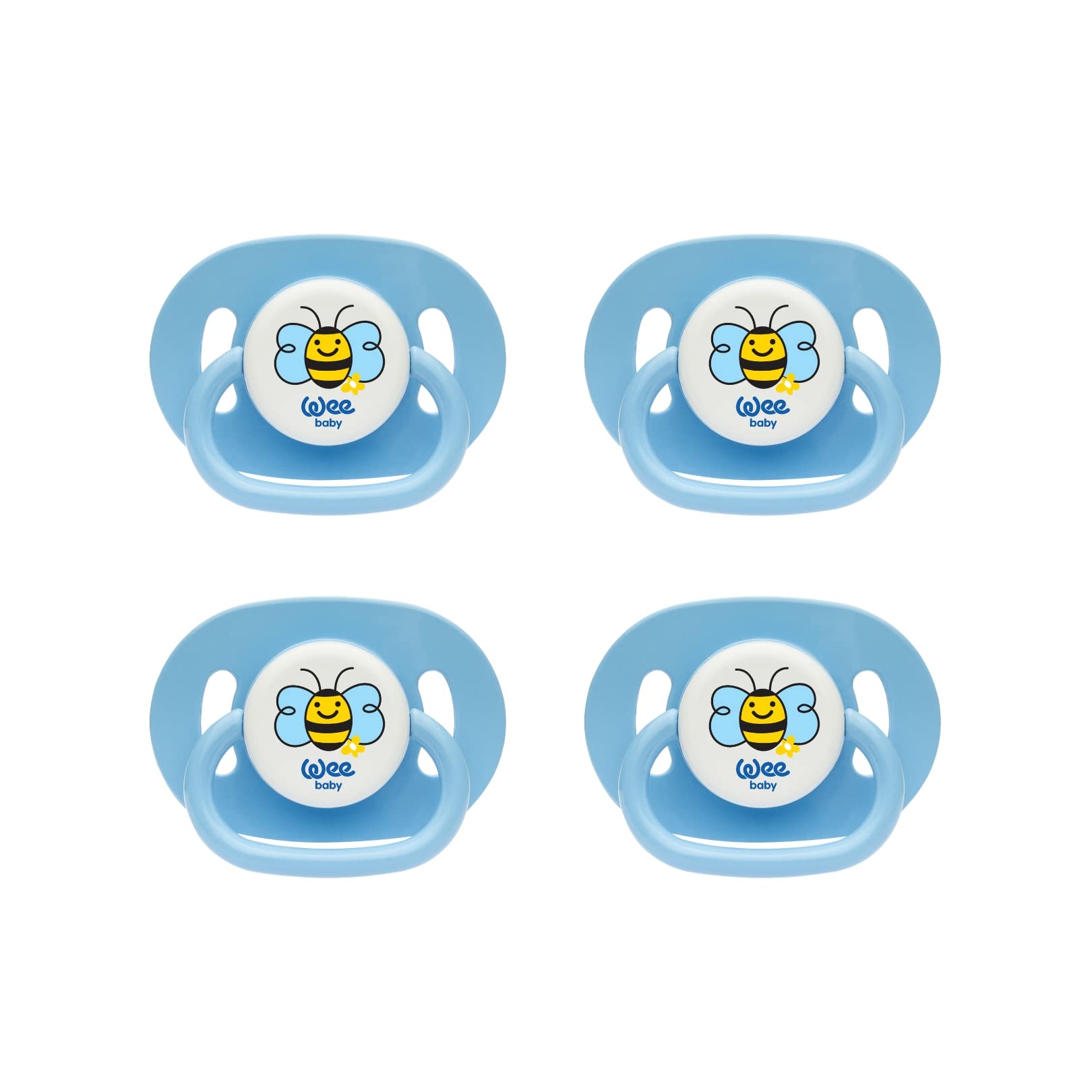 Wee Baby(4-Pack) Baby Dummies | Durable, Opaque Teething Dummy with Orthodontic Silicone Teat for Healthy Teeth | Newborn Dummies with Air Holes to Prevent Irritation | BPA Free Baby Dummy Multipack