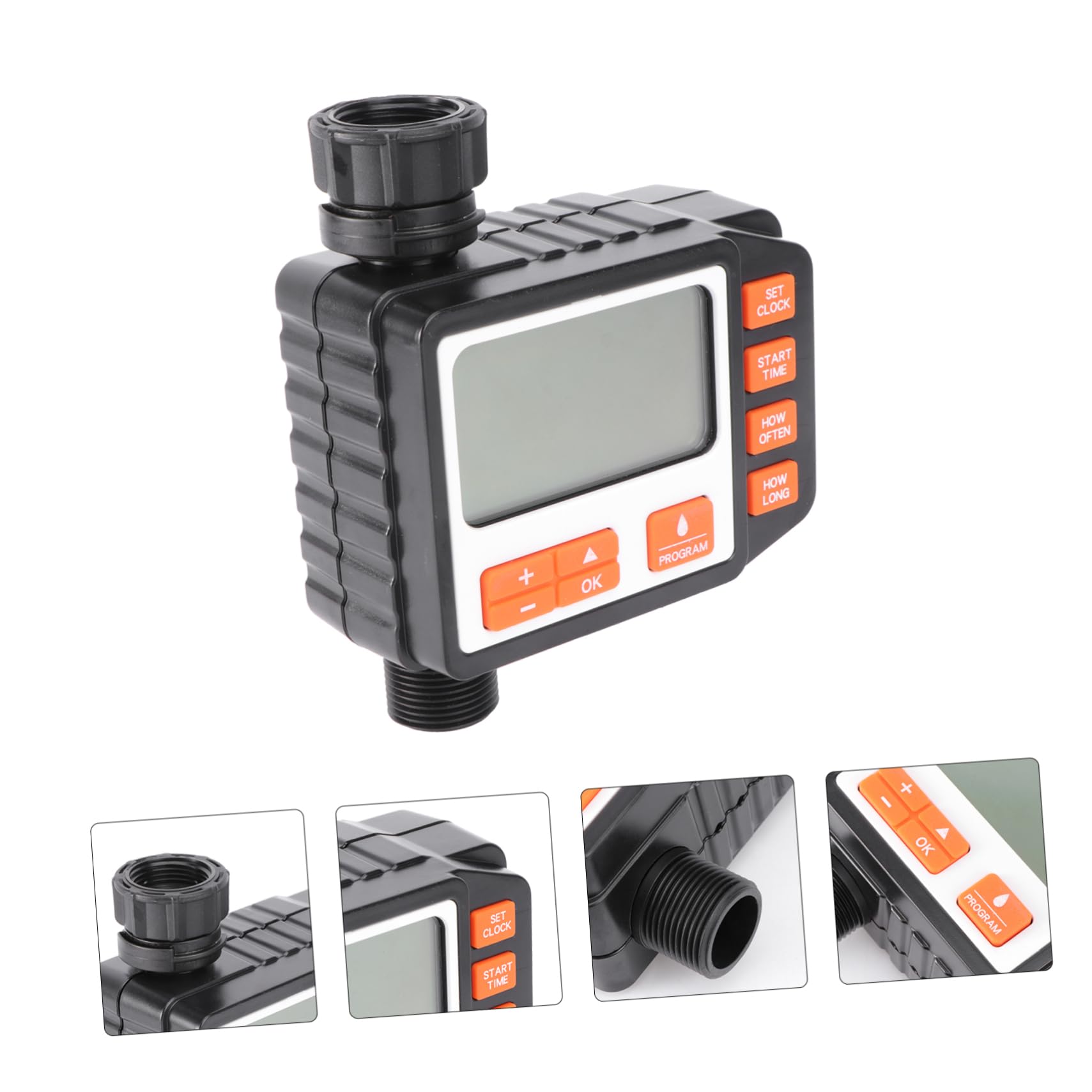 Timer Elettronico per Irrigazione a Goccia Abs Nero Display per Annaffiatura Automatica a Orario Fisso