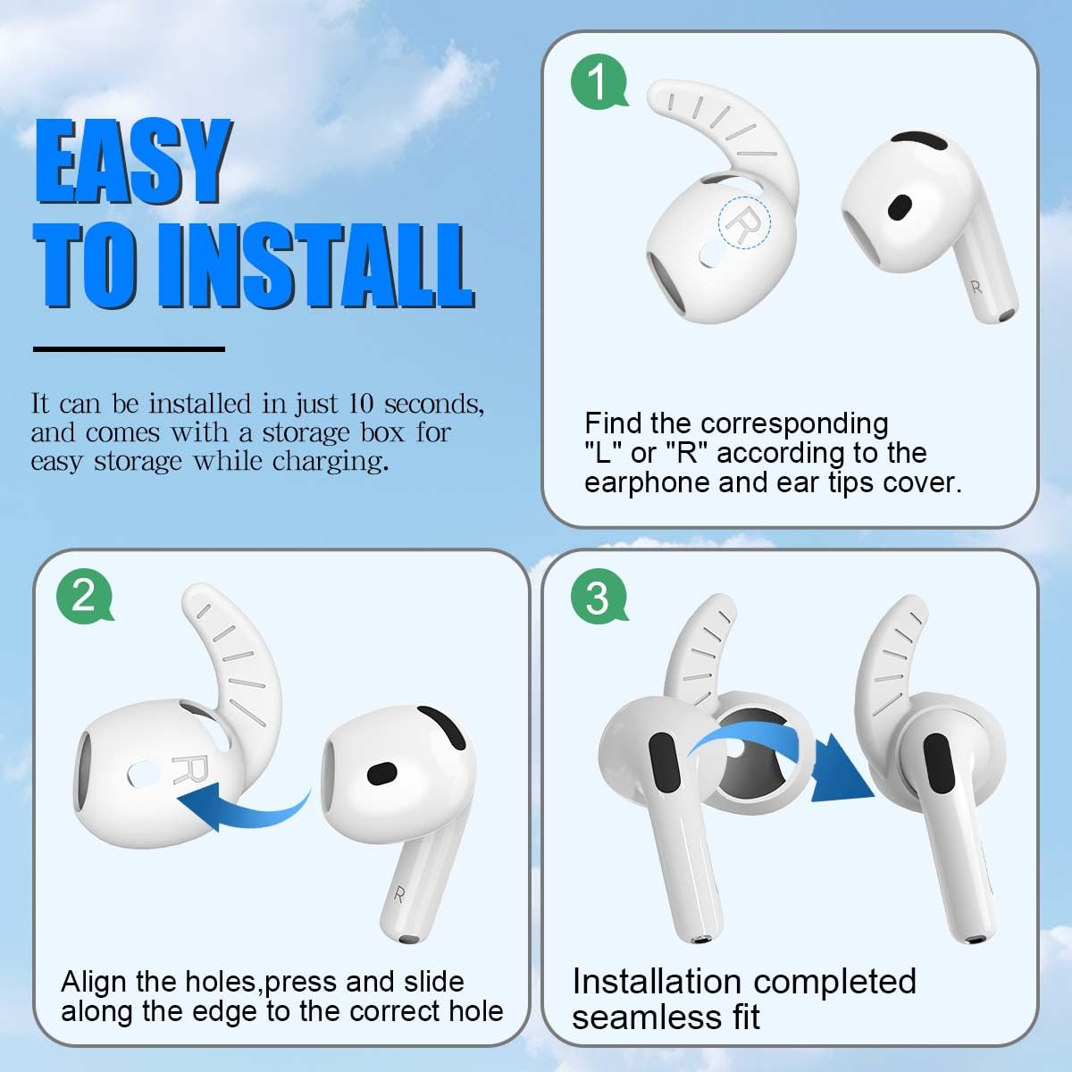 Lot de 5 paires de crochets d'oreille pour écouteurs AirPods 4 (2024), en silicone antidérapant, accessoires de rechange compatibles avec AirPods 4e génération (ne convient pas dans l'étui), blanc