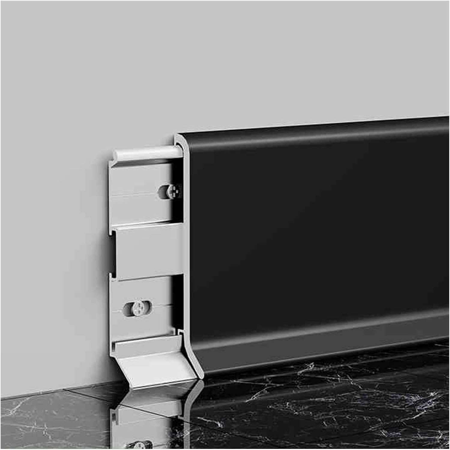 4 Pcs Aluminium Baseboard Molding Trim, Base Boards for Walls Height 40/60/80mm Length 1250mm, Metal Floor Skirting Board Baseboard Trim- Complete Accessories(Black 4pcs,H 4cm/1.5in)