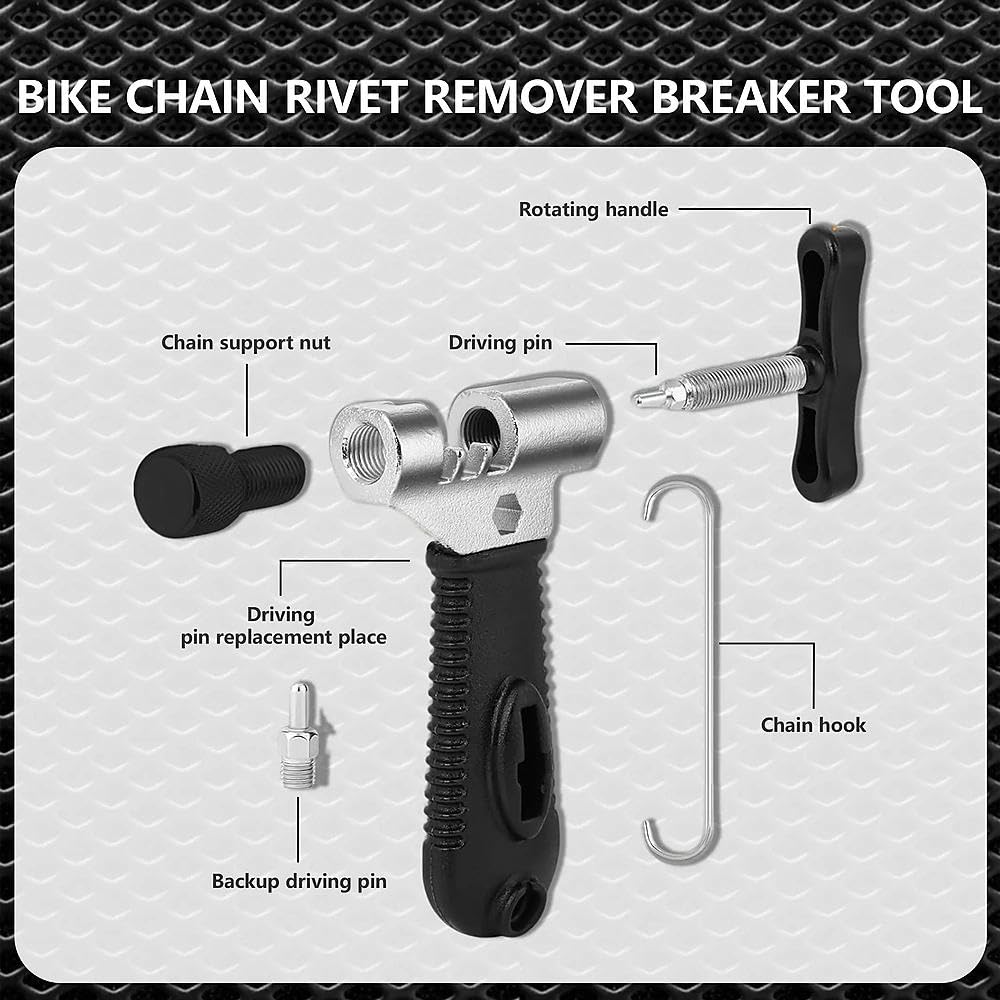 Cisivis Set di 4 pinze per lucchetto, pinza per catena e 4 paia di catene per biciclette, attrezzi per catena, set di riparazione per bicicletta da 6 a 12 volti, bici da