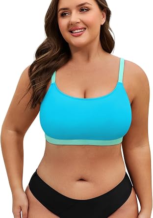 Plus Size Bikini Top for Women Large Bust Swim Tops Sports Swim Bra