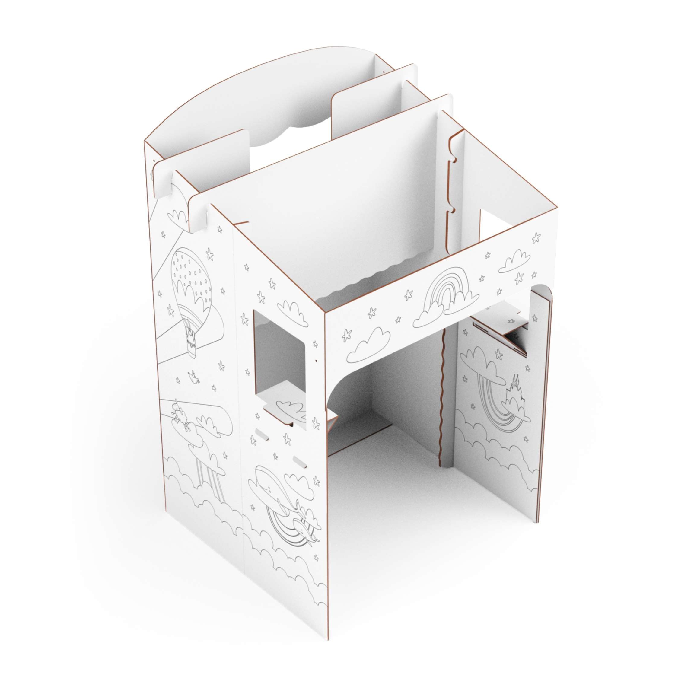 théâtre de marionnettes 0,75 x 0,70 x 1,25 m Personnalisable en Carton Jouet éducatif - Théâtre Arc-en-Ciel à colorier