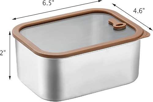 Miniatura 7 de Recipientes grandes de acero inoxidable para alimentos con tapas de vidrio templado, recipientes herméticos de Kimchi reutilizables, apilables,