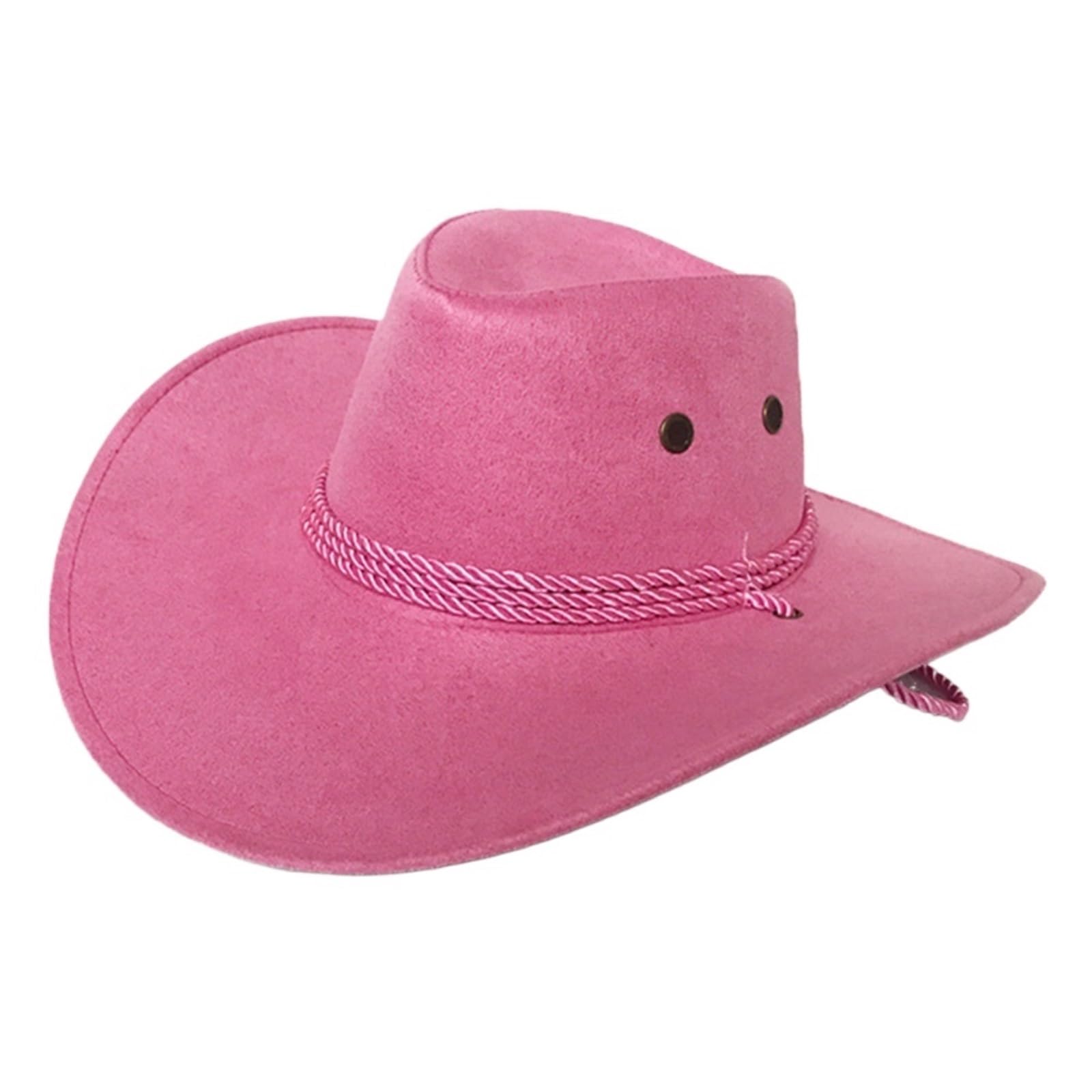 Cappello da Cowboy Berretti da Cowboy for Uomo Cappello da Donna in Ecopelle Cappello da Sole con Tesa Selvaggia per Adulti Cosplay All'Aperto(Pink)