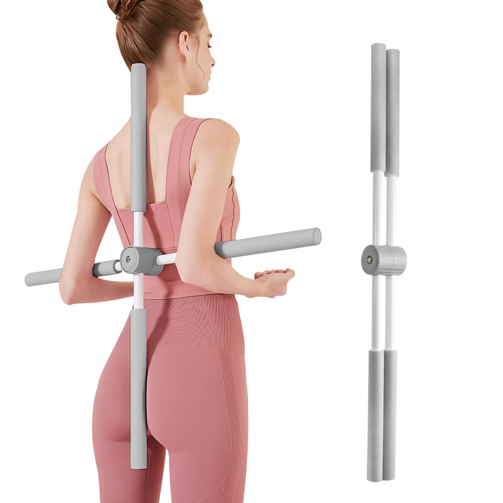 barra per yoga per correzione della postura, bastone anti-gobba per yoga, asta per ginnastica con nucleo in acciaio inossidabile e schiuma, bastone da croce per yoga per schiena e collo, per