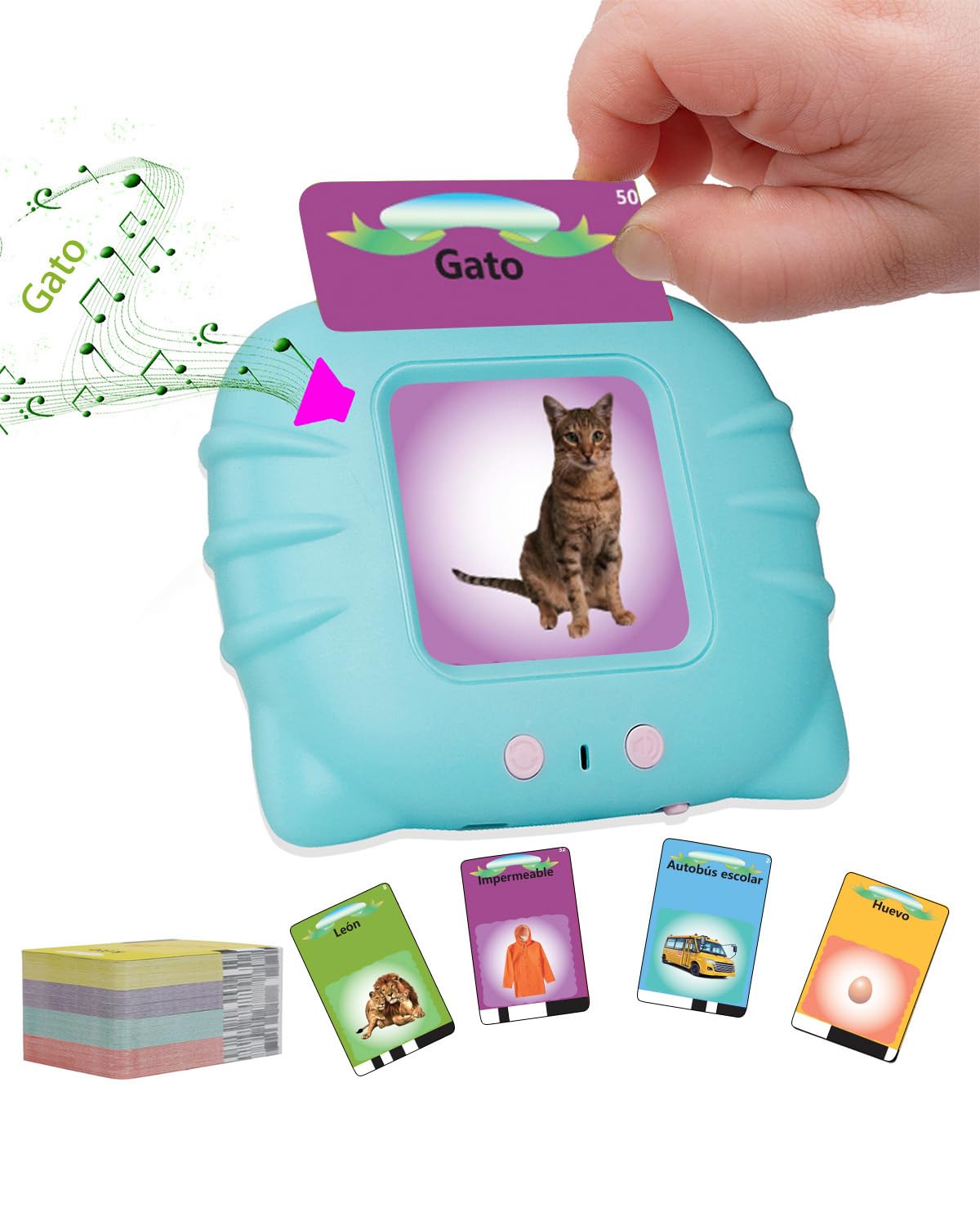 Tarjetas Flash Parlantes,Juguetes niños 1 2 3 4 5 6 años, Juguetes Educativos Preescolares para Niños para Escuchar y Aprender Básico 224 pcs Palabras（Azul España）