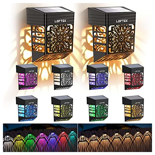 LOFTEK Solar Deck Lights, 8 Pack Solar Fence Lights with 2 Mode RGB/Warm White, Auto On/Off, Color Glow Solar Outdoor Lights, LED Solar Wall Lights for Garden, FrontDoor, Backyard, Pathway, Pool