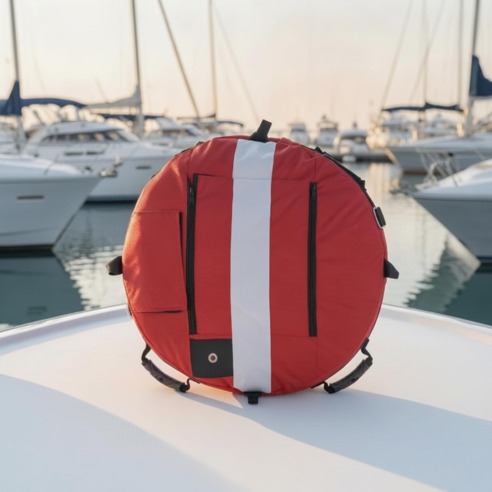 perfk de Señalización de Buceo de Referencia Inflable con Bandera Visibilidad Elevada con Asta Rígida y Puntos de Anclaje Perimetrales Adecuada para Rutas