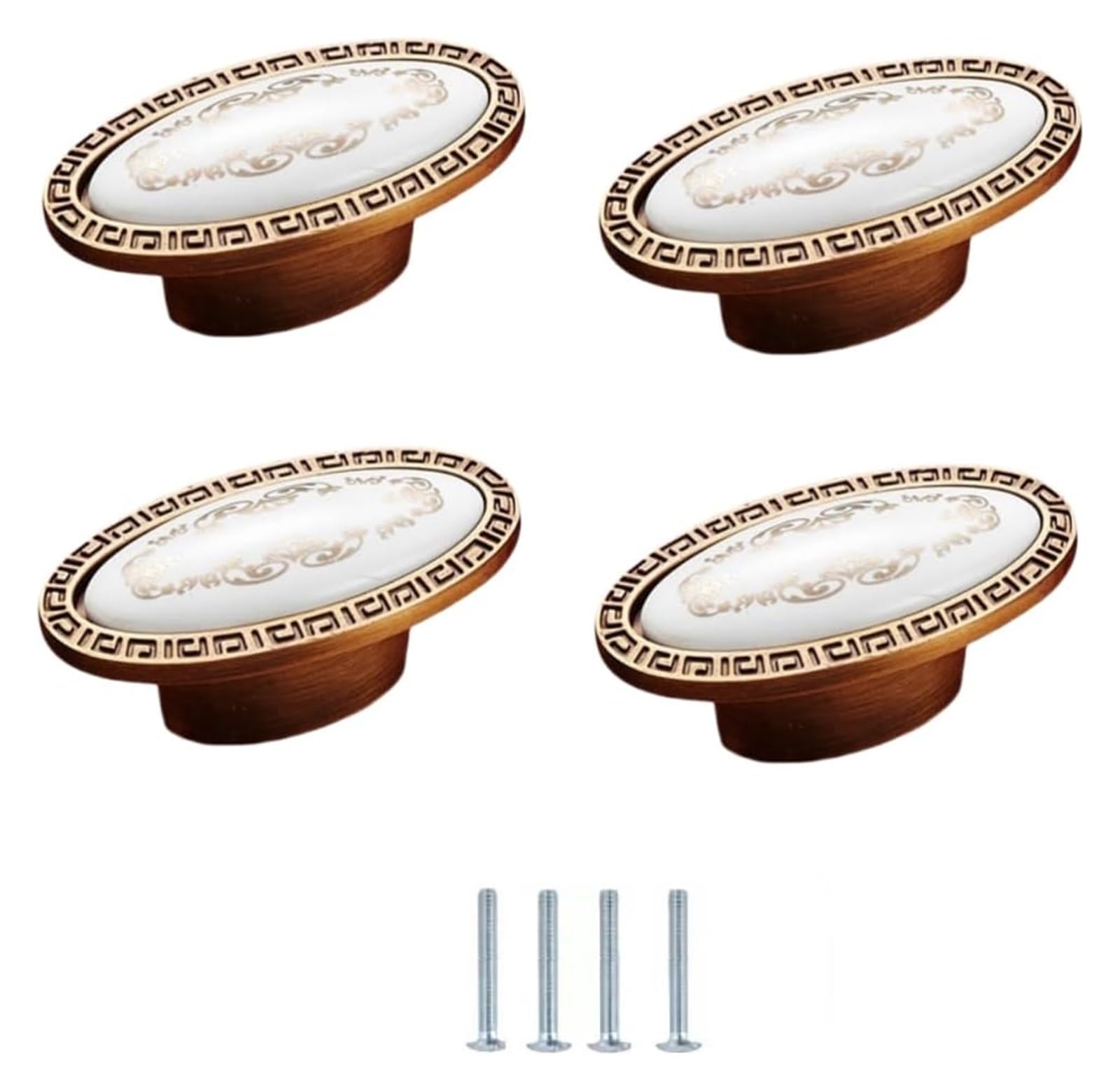 LQZAXSRDR Ceramic Cupboard Drawer Handle Knobs, Ceramic Door Knobs, Zinc Alloy Cabinet and Drawer 4 Pcs Multicolor(Gold)