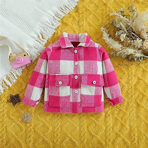 Boys Girls Shirt Coat Jacket Plaid Long Sleeve Turn Down Collar Button Tops Outwear for Toddler Girl Fall Clothes3