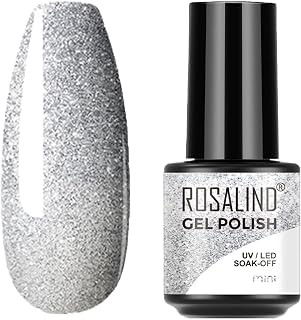 Glitter Nail Polish,7ml Reflective Glitter Gel Polish,Silver Gel Nail Polish,Glitter Nail Varnish,Soak off UV/LED Gel Nail Polish Long Lasting Gel,High Glossy,Smooth,Easy to Apply, No Chips (#031)
