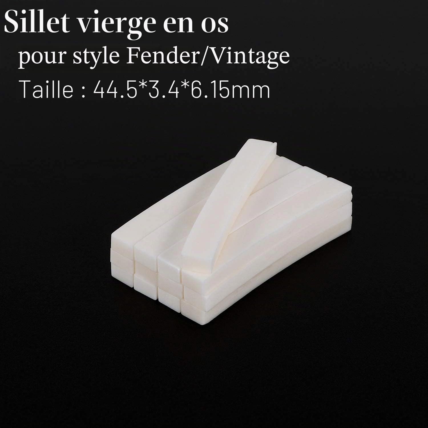 Alnicov Northwest Guitars Lot de 6 sillets en os pour guitare électrique Stratocaster Telecaster 44,5 mm