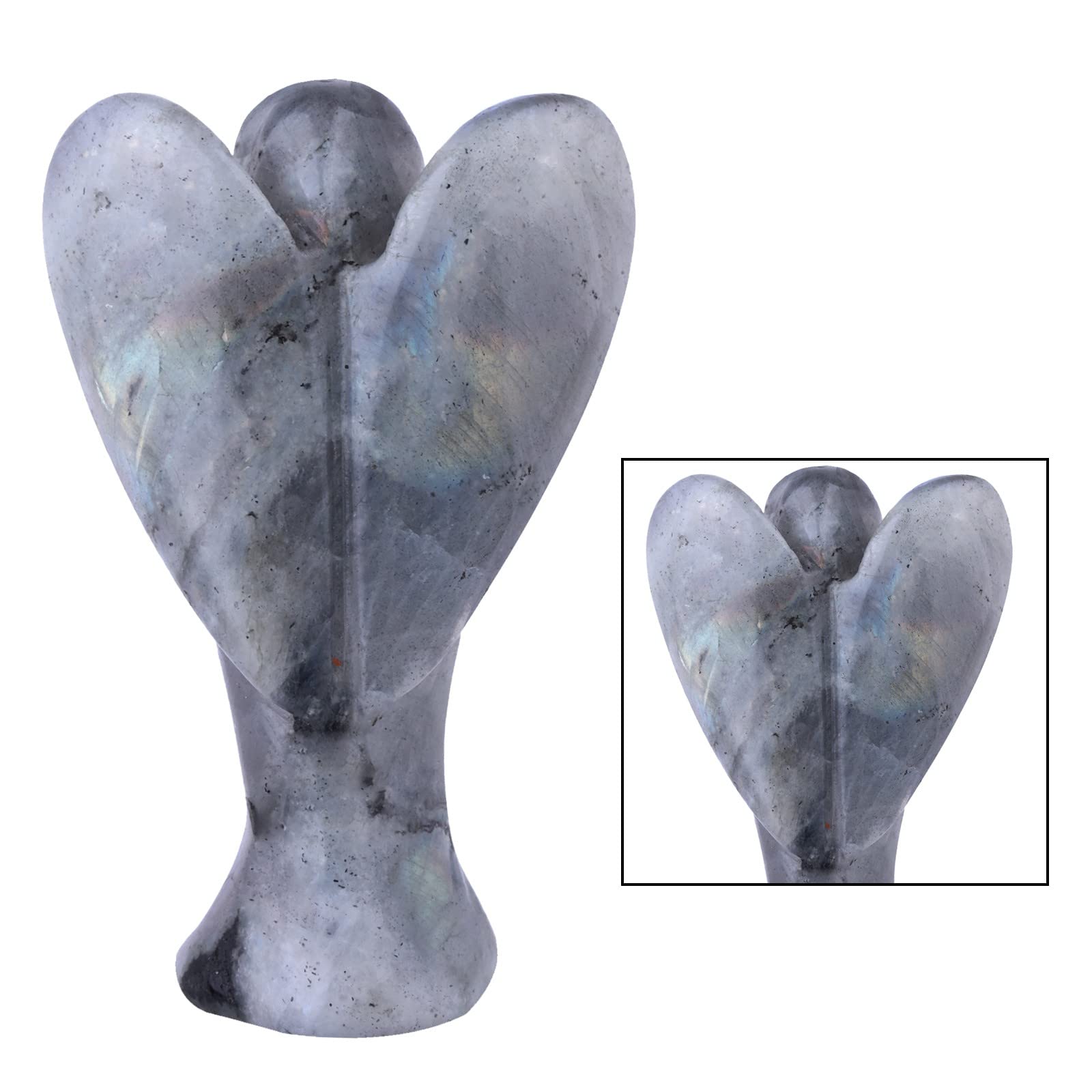 mookaitedecor Figurine d'ange Gardien en Pierre de Cristal de 7cm avec des Ailes en Forme de Coeur, Décoration de Maison d'ange sculptée à la Main pour Protection et Bonne Chance, Labradorite mookaitedecor Figurine d'ange Gardien en Pierre de Cristal de 7cm avec des Ailes en Forme de Coeur, Décoration de Maison d'ange sculptée à la Main pour Protection et Bonne Chance, Labradorite