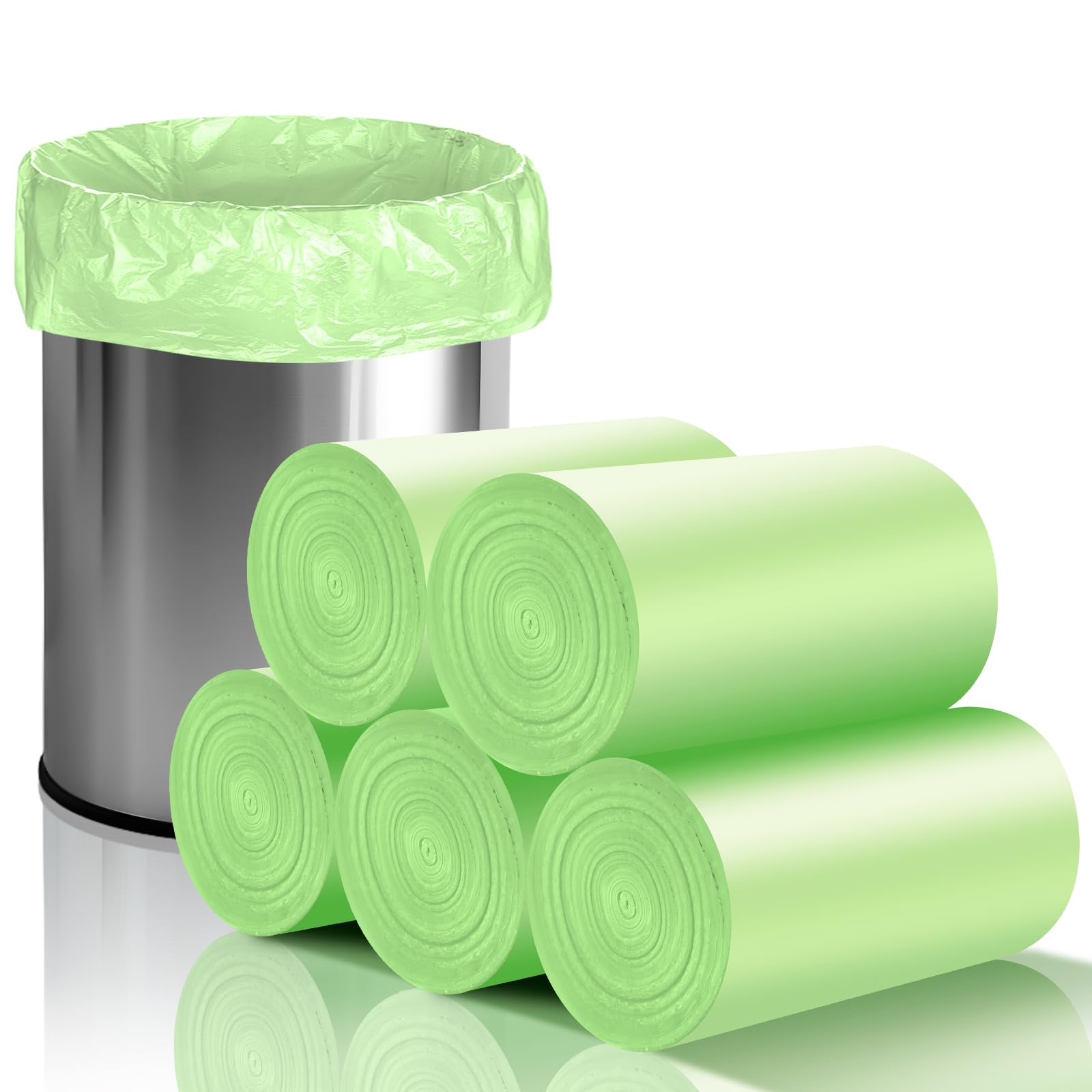 Rishipahu 5 Gallon Trash Bag,250 Count Unscented Small Trash Bags for Bathroom, Biodegradable Green Small Garbage Bags,Little Bathroom Trash Bags for