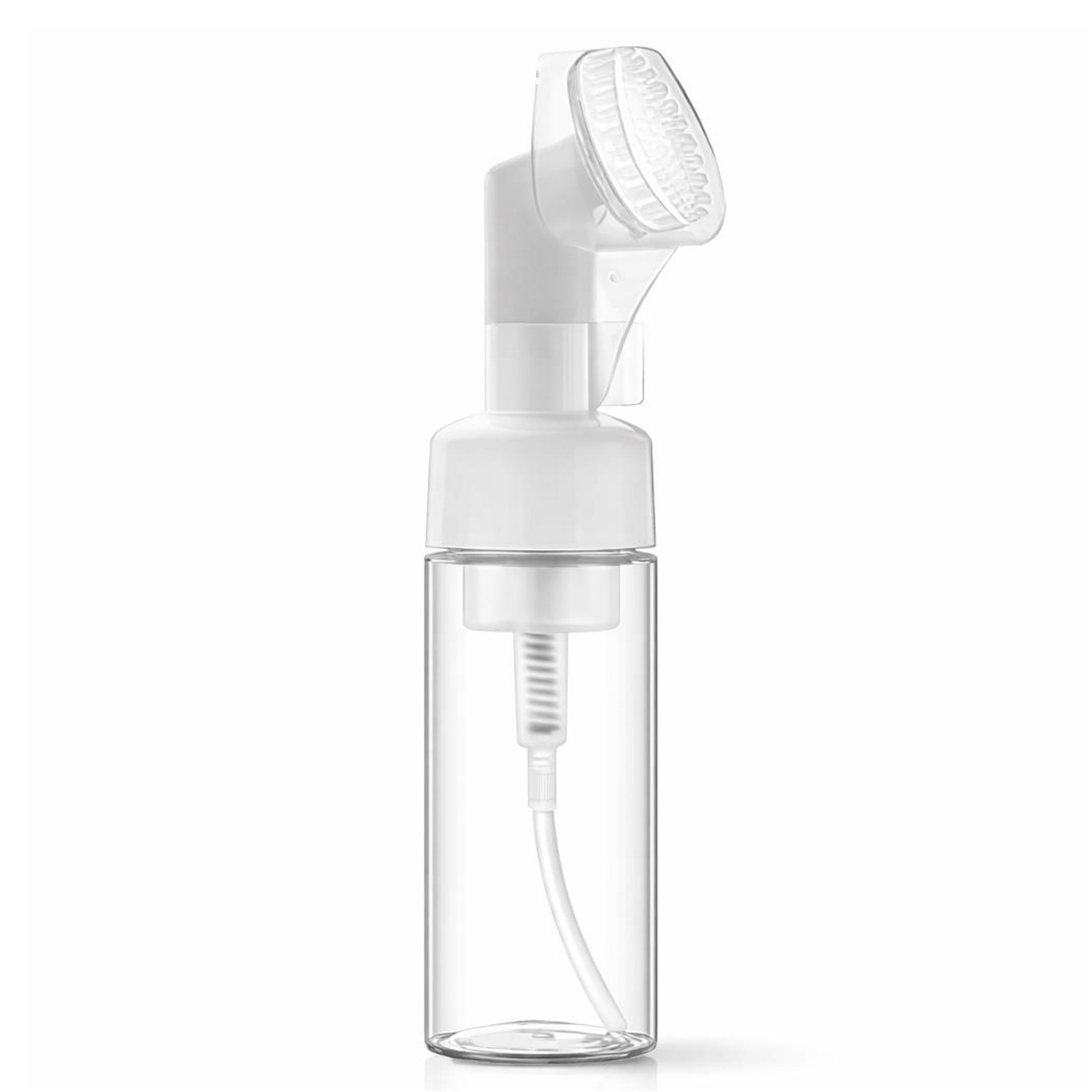 Empty Facial Cleanser Foaming Face Wash Bottle | Built In Face Brush Bottle|Liquid Foaming Soap Shampoo,Bubble Foaming Liquid Soap|Facial Massage|Refillable,Leak Proof,BPA Free 150 ml -1 Piece-image-4