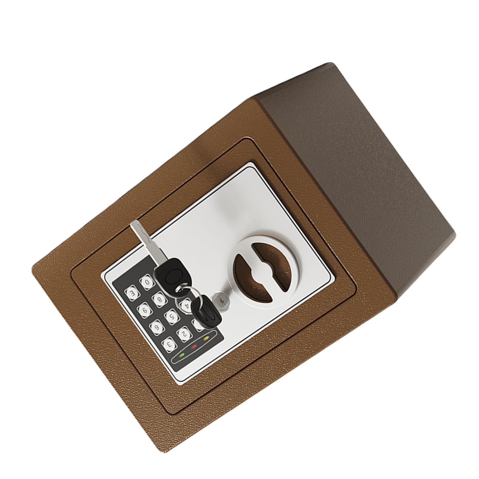 Coffre-fort Ignifuge Coffre-fort étanche avec Clavier Numérique et Clés de Rechange de sécurité en Métal 8,8 X 6,4 X 6, Pouces pour Maison, Hôtel, Dortoir, Bureau (café or)