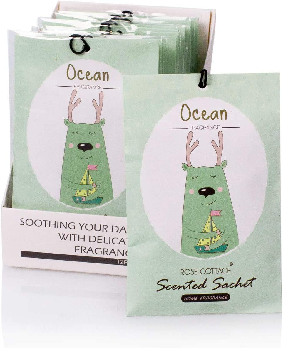 ROSE COTTAGE 12 Packs Ocean Closet Deodorizer Air Freshener Long Lasting Scented Dawers Sachets Smell Goods for House