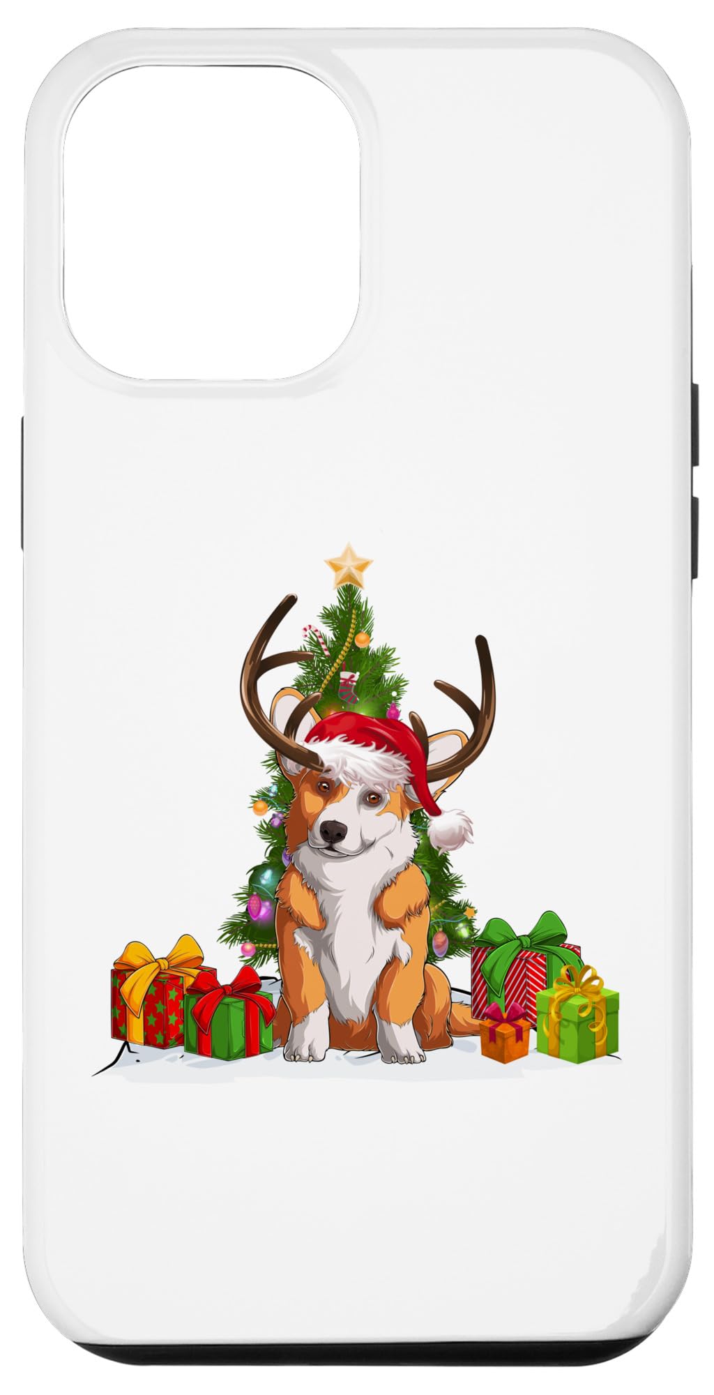 iPhone 14 Pro Max Funny Reinder Dog Lover Santa hat Ugly Christmas Sweater Case